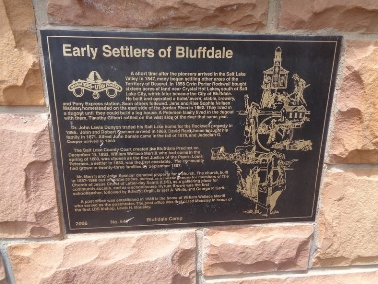 Bluffdale Early Settlers Marker close 768x576